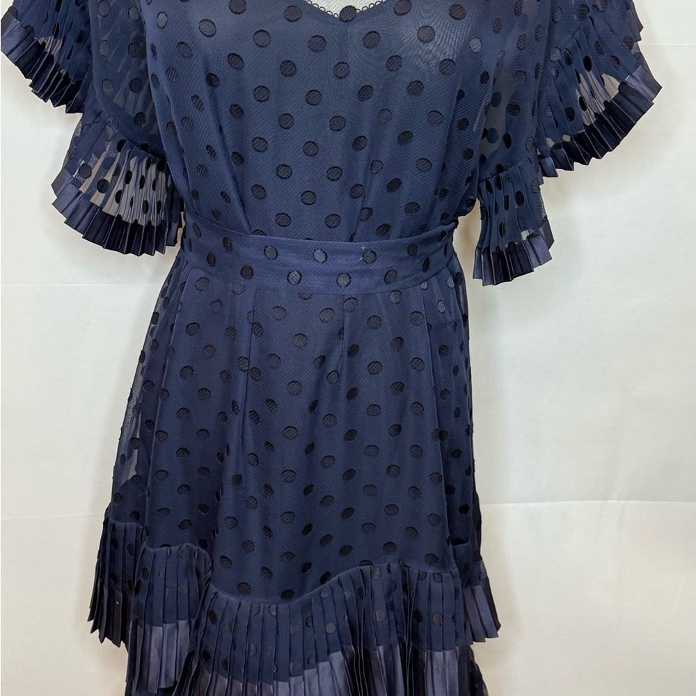 Pre Loved Zimmerman Elegant Navy Polka Dot Dress